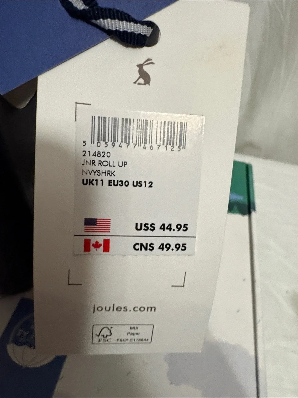 Joules Kids' Rain Boots size US 12 NWT